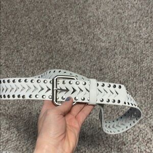 Vintage white leather and silver studded belt